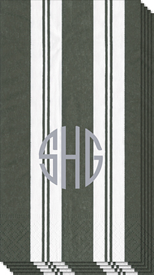 Black Awning Stripe Caspari Guest Towels